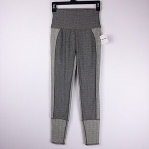 Free People Herringbone Leggings Womens XS Green Athleisure Stretch Pants New
